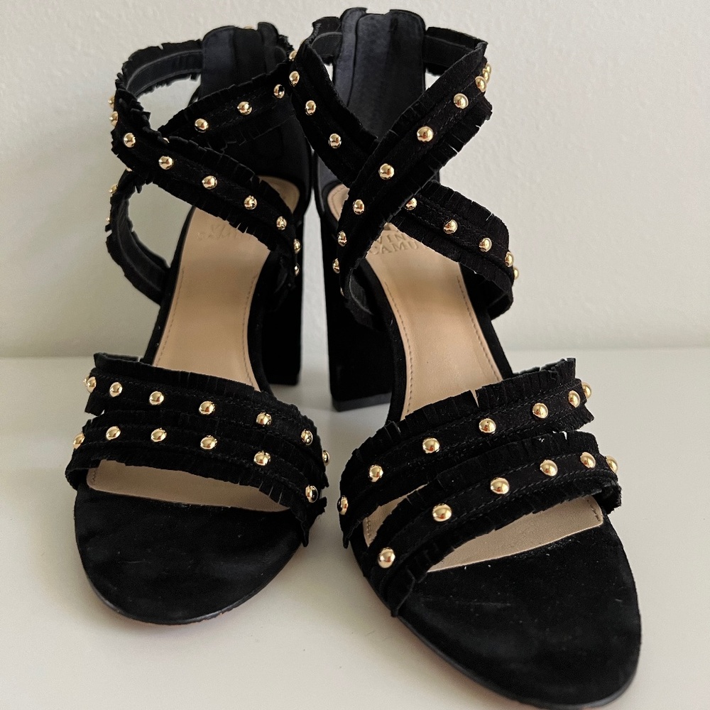 Vince Camuto Suede Heel with Gold Studs